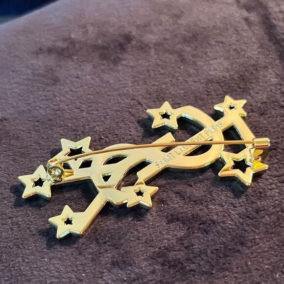 Goldtone YSL Brooch With Stars 2.5” - Picture 4 of 7
